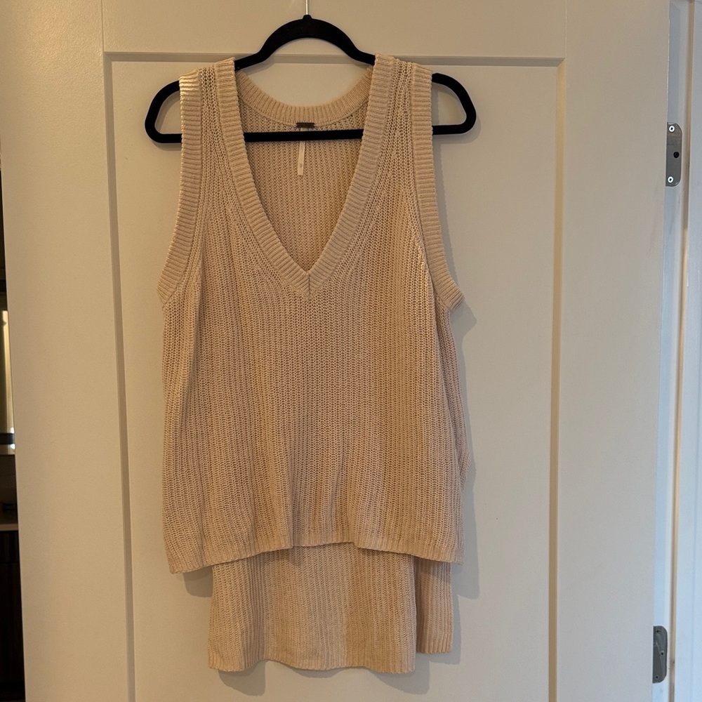 Free People Cream Knit Tank Top